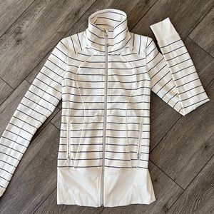 Lululemon define jacket.  Offwhite - dark gray/almost black stripes. Size 2